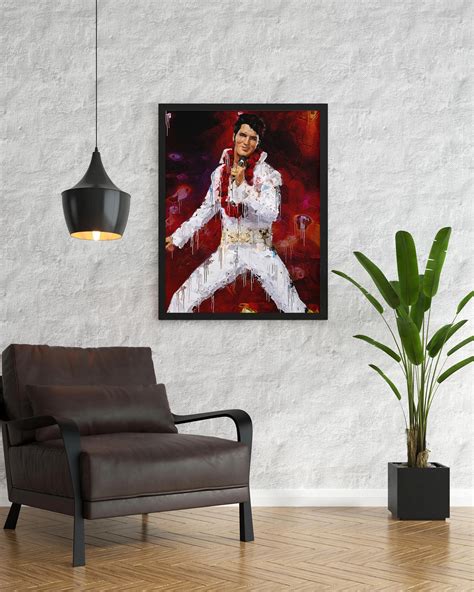 Elvis Presley Poster Red Stage Performance Music Icon Wall Art Digital ...