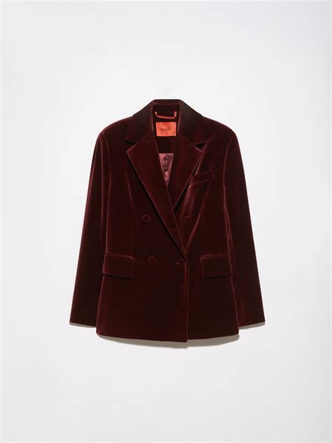 Double-breasted blazer in velvet, bordeaux | MAX&Co.