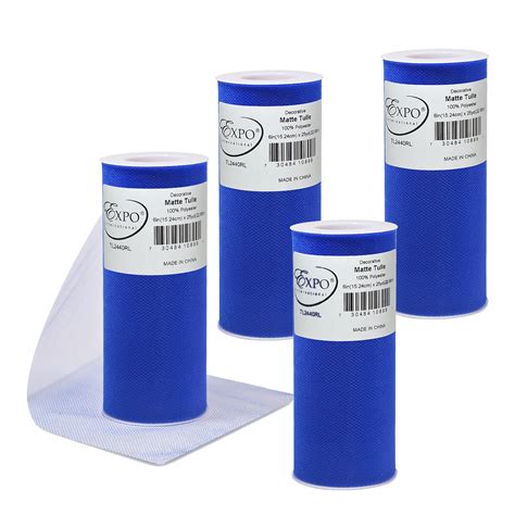 Pack of 4 Decorative Matte Tulle Spool of 6 Inch X 25 Yards, Color ...