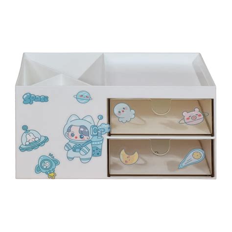 WISHKEY Plastic Multipurpose Desk Organizer with Graphic Stickers ...
