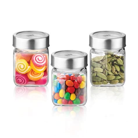 Buy Treo By Milton Cube Storage Glass Jar, Set of 3, 180 ml Each ...