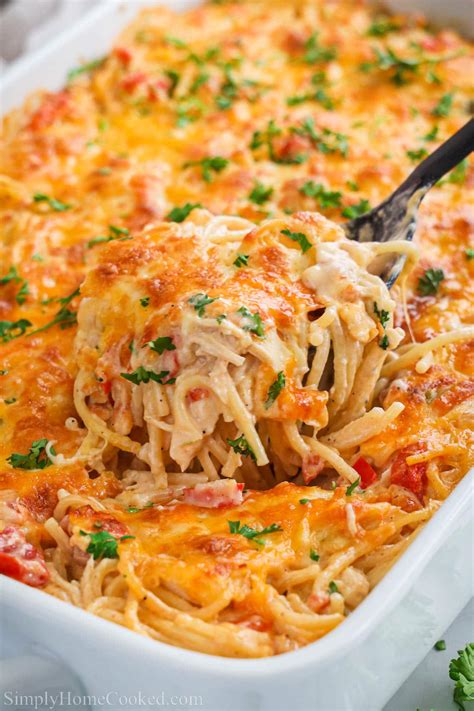 Baked Chicken Spaghetti Cheesy Chicken Spaghetti Recipe L The Novice