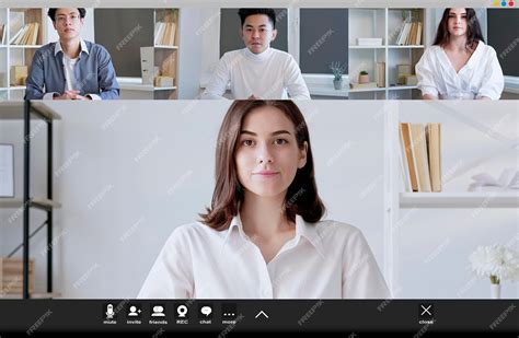 Virtual meeting webinar view screen mockup | Premium Photo