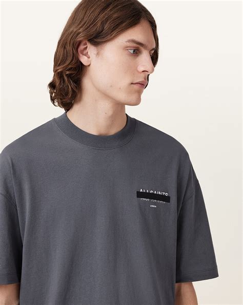 All Saints Men Redact Brand Print Oversized Crew-Neck T-Shirt Price in ...