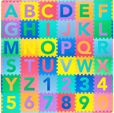 Ftwujt Kids Foam Alphabet and Number Floor Puzzle Mat 36 Tiles 4.7x4.7 ...