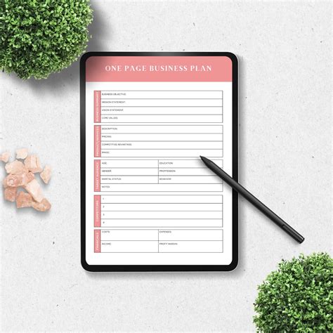 One Page Business Plan Template 的图像结果