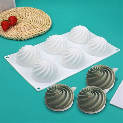 Amazon.com: Silicone Mold 6 Cavity Round Spiral Shaped Cake Silicone ...