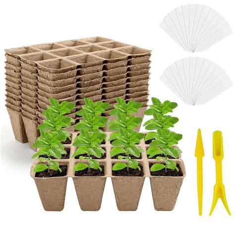 Buy 40 Packs Peat Pots Seed Starter Tray, 480 Cells, Biodegradable ...