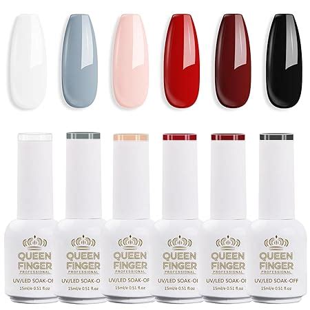 GV869 Gel Nail Polish Set - 6 Colors Black White Nail Polish Set Nude ...