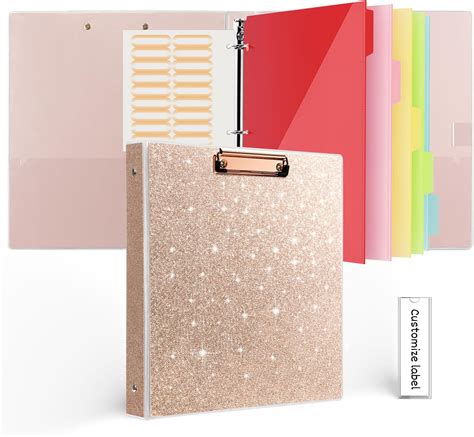 Amazon.com : Eersida 6 Pcs 3 Ring Binder Glitter 1 Inch Cute Binder ...