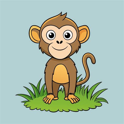 Um desenho animado de um macaco com barriga amarela e fundo azul ...