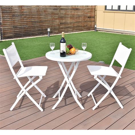 Costway 3pcs Folding Bistro Table Chairs Set Garden Backyard Patio ...
