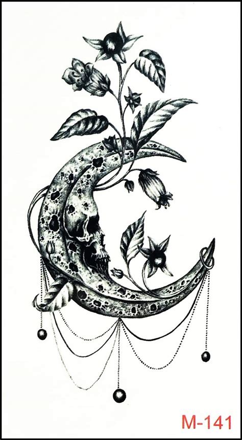 Umama Lot of 3 Mini Tattoos Skull Crescent moon | Ubuy India