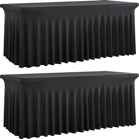 Amazon.com: Htper 2 Pack Black Spandex Table Covers for 6 Foot ...