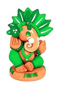 Buy Aadaa Handpainted Red Indian Ganesha Terracotta Figurine - (4.45x8 ...