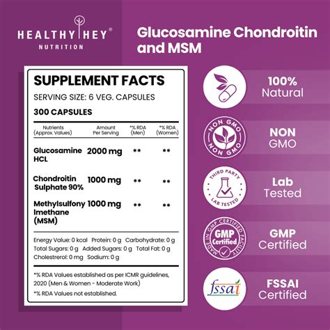 Double Strength Glucosamine Chondroitin and MSM, Support Bone & joint ...
