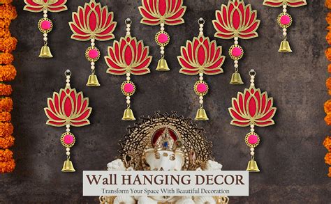 TIED RIBBONS Pack of 10 Wall Door Hanging Lotus Latkan Toran with Bells ...