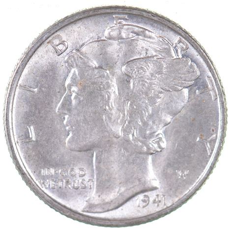 Unc BU MS 1941-S US Mercury 90% Silver Dime Coin Collection Lot Set ...