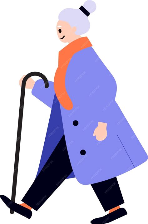 Premium Vector | Hand drawn elderly characters walk with canes in flat style isolated on background