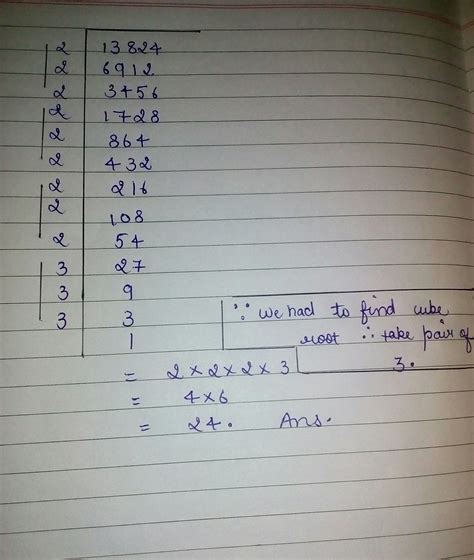 find cube root by using long division method i.e 13824 - Brainly.in