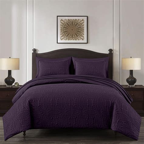 Chezmoi Collection Liam Queen Size Bedding - 7-Piece Purple Comforter ...
