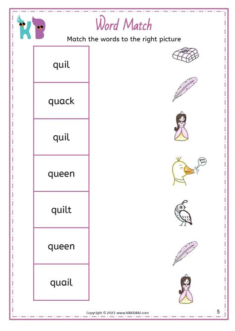 qu Words - Kindergarten Worksheet - Free Phonics Printable