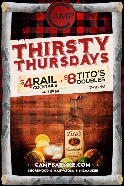 Menu at Camp Bar Shorewood, Shorewood, N Oakland Ave