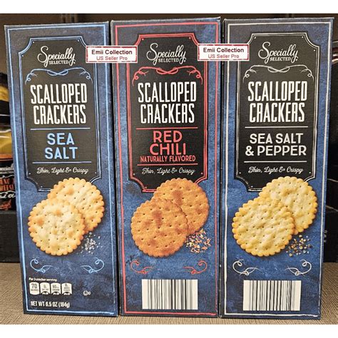 Specially Selected Scalloped Crackers Red Chili, Sea Salt & Pepper, Sea ...