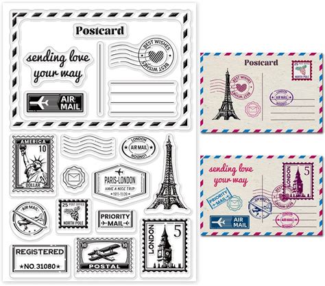 Amazon.com: GLOBLELAND Postmark Postcard Clear Stamps Vintage Air ...