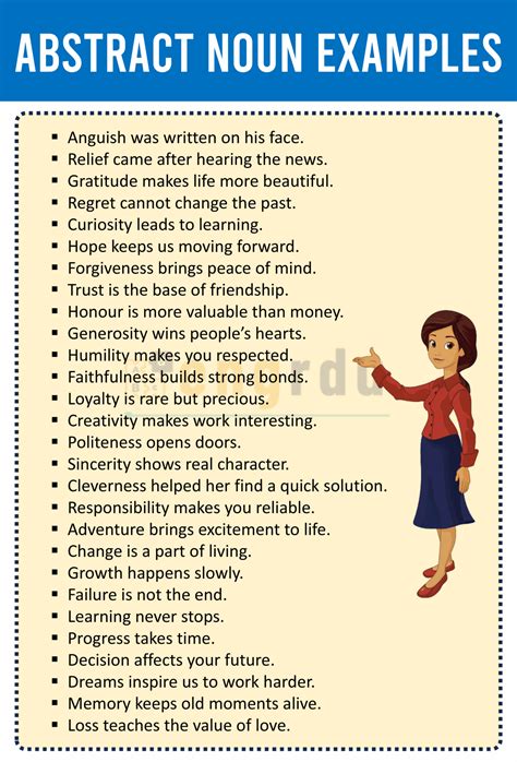 100+ Abstract Noun Examples in Sentences - Engrdu