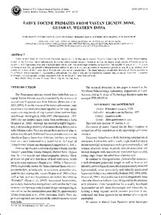 Early eocene primates from Vastan lignite mine, Gujarat, western India ...