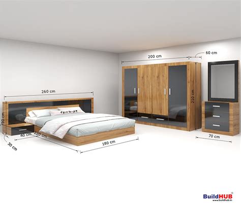 BH Deluxe Bedroom Set with Bed, 4-Door Wardrobe, Side Table, and ...