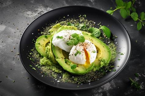 Balanced breakfast poached eggs with avocado | Premium AI-generated image