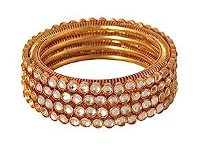 Buy YouBella Fashion Jewellery Traditional Gold Plated Kundan Bracelet ...