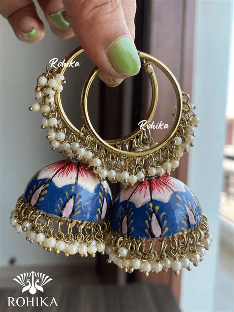 Muskan jhumka bali earrings - Navy Blue – Rohika Store