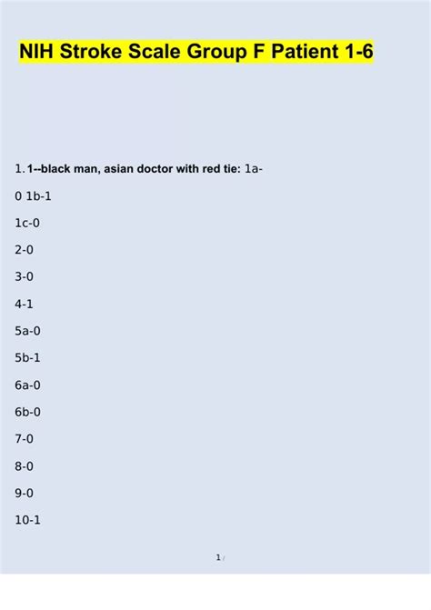 NIH Stroke Scale Group F Patient 1-6 Complete (2025 / 2026) 100% ...