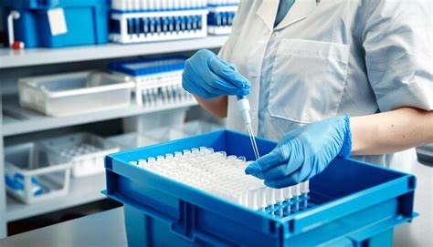 Laboratory worker arranging pipette tips in a container | Premium Photo