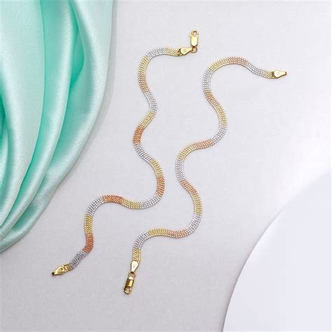 Multi Toned 925 Sterling Silver Anklet - Valentine's Gift – Zavya