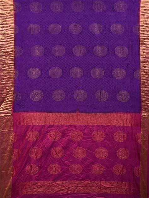 Purple Bandhani Kanchipuram Silk Handloom Saree with Big Buta Design b ...