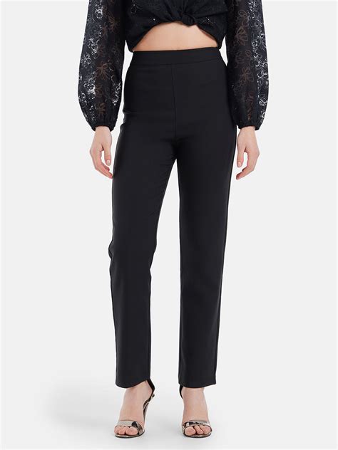 Women's Walking Pants - Printed Solid Black Trousers – KAZO