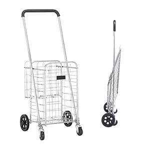 Ochine Foldable Shopping Cart Utility Folding Cart with Dual Swivel ...