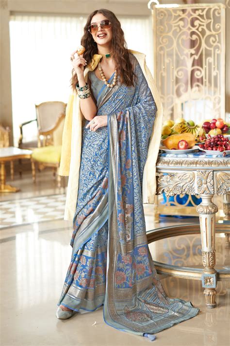 Shop for Grey Printed Georgette Saree Online | Saree Buta |SAR10202