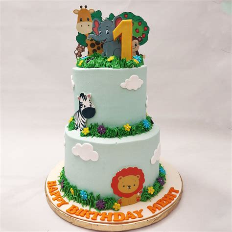 2 Tier Safari Theme Cake | Wildlife Cake | Zebra Cake – Liliyum ...