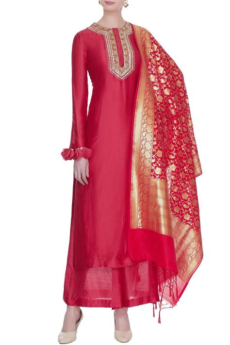 Chanderi Silk Embroidered Kurta Set – Neha Khullar