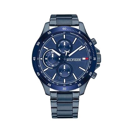 Tommy Hilfiger Bank Analog Men's Watch (Blue Dial Blue Colored Strap ...