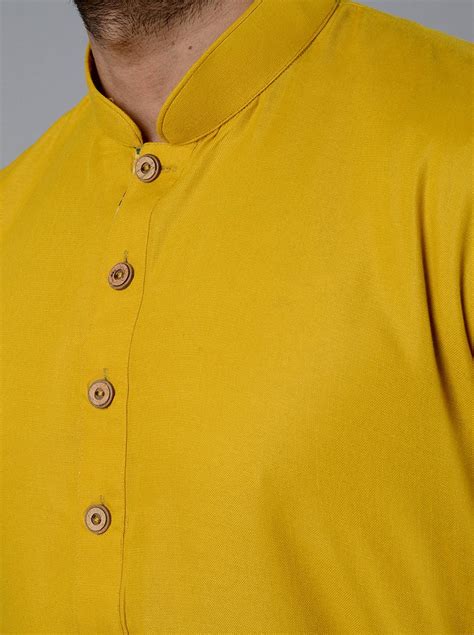 Haldi Yellow Solid Cotton Blend Kurta for Men – The Kurta Company