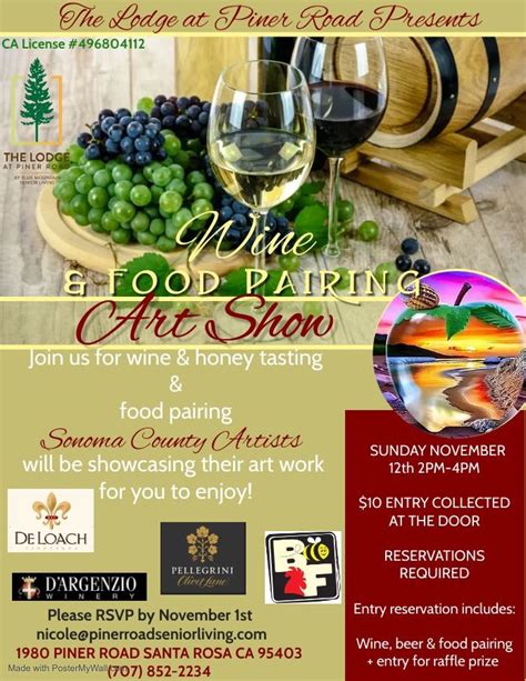 Wine & food pairing art show fundraiser , The Lodge At Piner Road ...