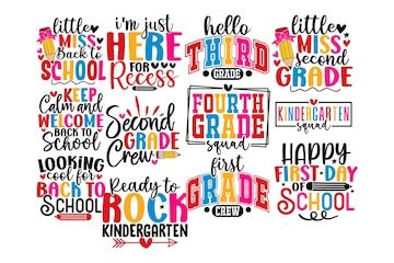 Back to school designs for kindergarten first second third and fourth ...