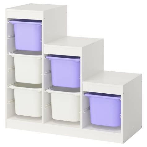 TROFAST storage combination with boxes, white white/lilac, 99x44x95 cm ...