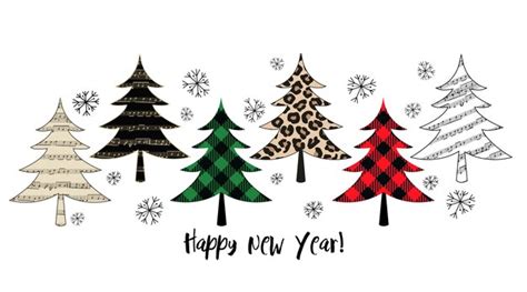 Variety of christmas trees winter forest vector set or holiday card ...
